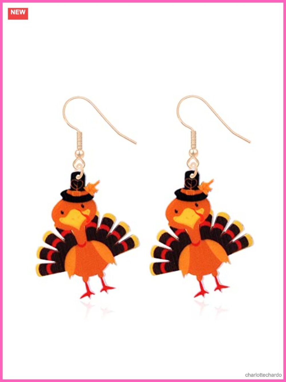 Acrylic Maple Leaf Dangle Earrings French Wire Fall Thanksgiving